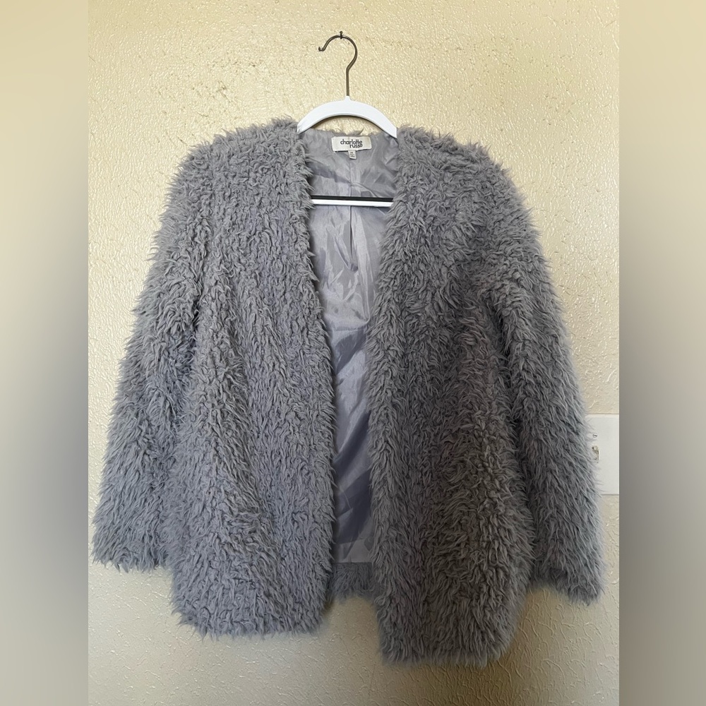 Medium, Charlotte Russe Faux Fur Coat, Grey